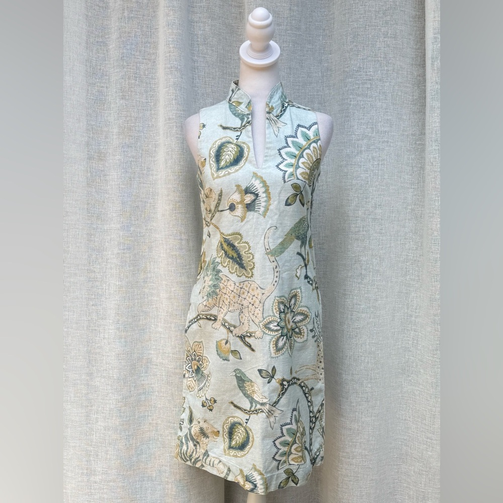 Love, Lilly shift sleeveless blue floral cotton dress